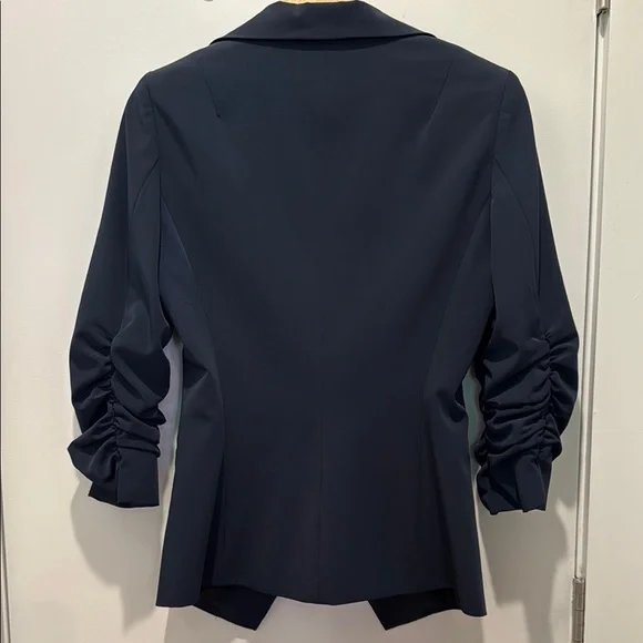 Elizabeth & James Navy Blazer with Ruched Sleeves - Picture 3 of 5